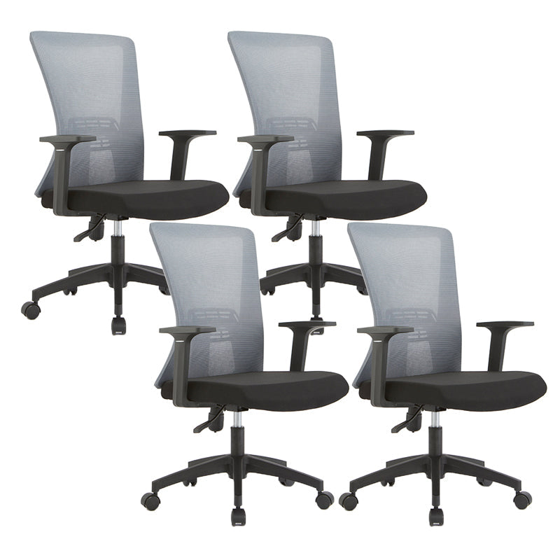 Ergonomic Mesh Desk Chair Home Office Fixed Arms Office Chair Black-Gray 4 Piece Set Clearhalo 'furn' 'furn_office_chair' 'Furniture' 'furniture_office_chair' 'Office Chairs' 'Office Furniture' 'office_chair' 4992233