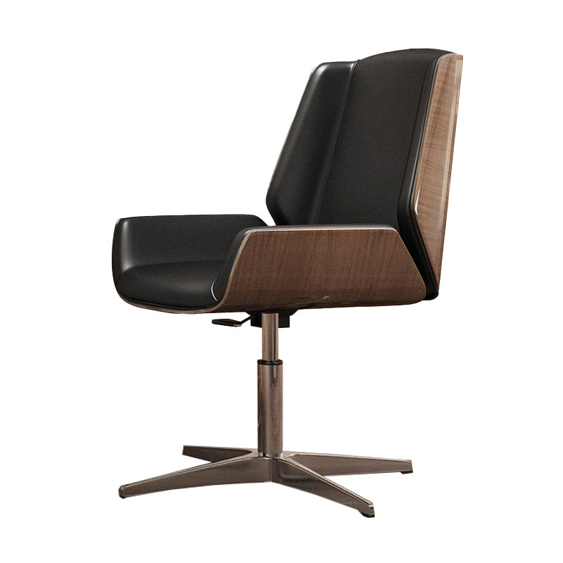 Executive Ergonomic Computer Chair Silver Metal Base Contemporary Office Chair Black Mid-Back (14-22 in.) Casters Not Included Clearhalo 'furn' 'furn_office_chair' 'Furniture' 'furniture_office_chair' 'Office Chairs' 'Office Furniture' 'office_chair' 4992255