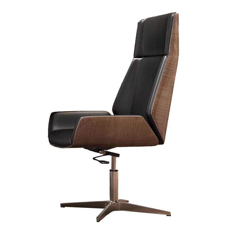 Executive Ergonomic Computer Chair Silver Metal Base Contemporary Office Chair Black High-Back (Over 22 in.) Casters Not Included Clearhalo 'furn' 'furn_office_chair' 'Furniture' 'furniture_office_chair' 'Office Chairs' 'Office Furniture' 'office_chair' 4992257