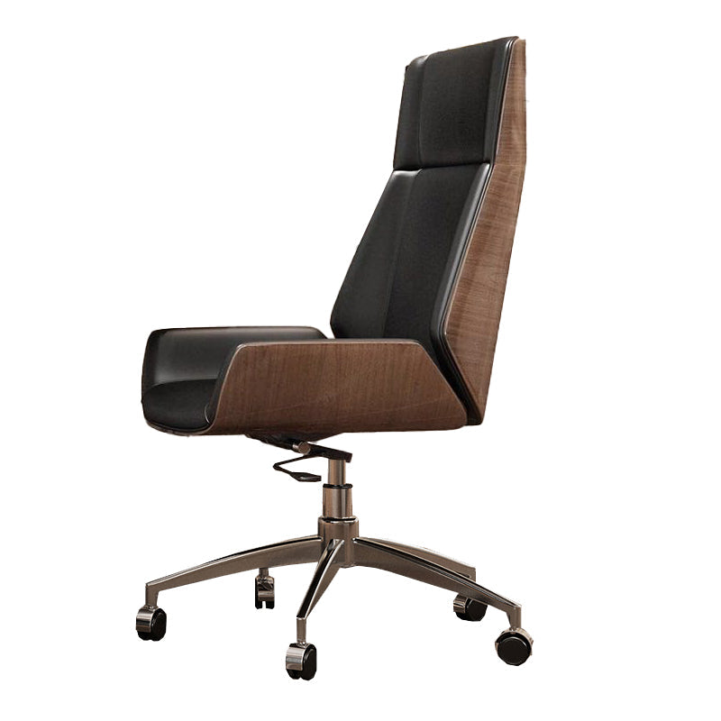 Executive Ergonomic Computer Chair Silver Metal Base Contemporary Office Chair Black High-Back (Over 22 in.) Casters Included Clearhalo 'furn' 'furn_office_chair' 'Furniture' 'furniture_office_chair' 'Office Chairs' 'Office Furniture' 'office_chair' 4992260