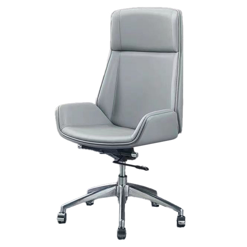 Executive Ergonomic Computer Chair Silver Metal Base Contemporary Office Chair Grey High-Back (Over 22 in.) Casters Included Clearhalo 'furn' 'furn_office_chair' 'Furniture' 'furniture_office_chair' 'Office Chairs' 'Office Furniture' 'office_chair' 4992264