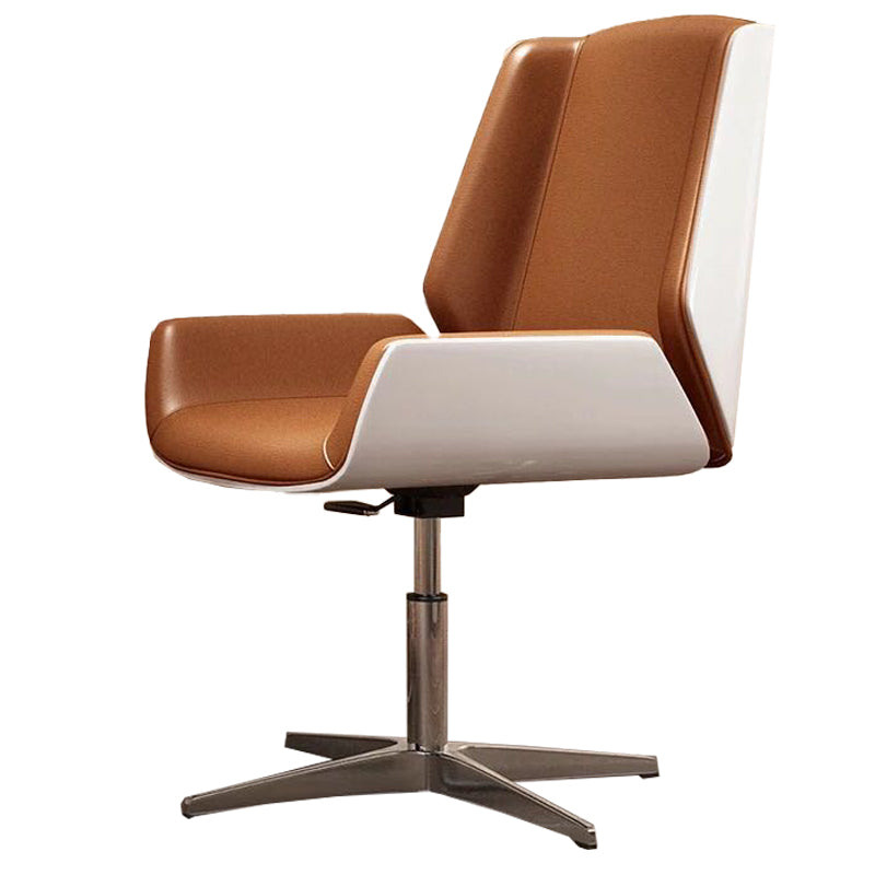 Executive Ergonomic Computer Chair Silver Metal Base Contemporary Office Chair Brown Mid-Back (14-22 in.) Casters Not Included Clearhalo 'furn' 'furn_office_chair' 'Furniture' 'furniture_office_chair' 'Office Chairs' 'Office Furniture' 'office_chair' 4992270