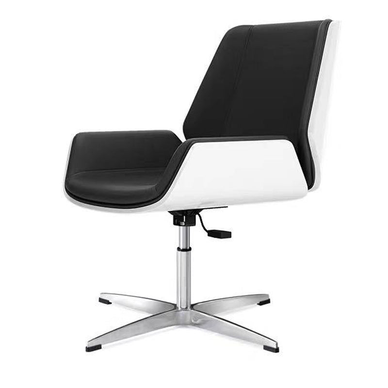 Executive Ergonomic Computer Chair Silver Metal Base Contemporary Office Chair Black White Mid-Back (14-22 in.) Casters Not Included Clearhalo 'furn' 'furn_office_chair' 'Furniture' 'furniture_office_chair' 'Office Chairs' 'Office Furniture' 'office_chair' 4992277