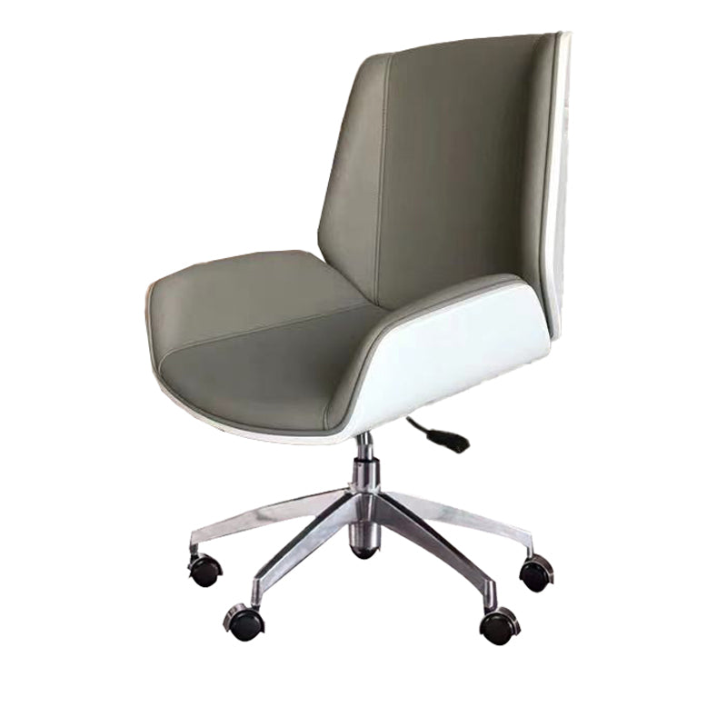 Executive Ergonomic Computer Chair Silver Metal Base Contemporary Office Chair Gray-White Mid-Back (14-22 in.) Casters Included Clearhalo 'furn' 'furn_office_chair' 'Furniture' 'furniture_office_chair' 'Office Chairs' 'Office Furniture' 'office_chair' 4992283