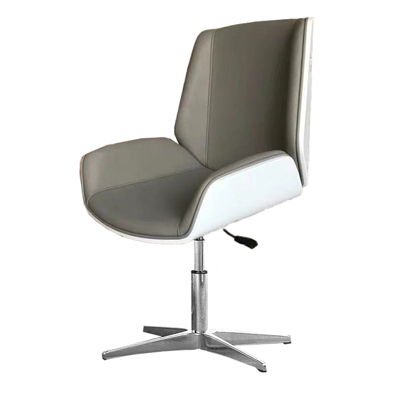 Executive Ergonomic Computer Chair Silver Metal Base Contemporary Office Chair Gray-White Mid-Back (14-22 in.) Casters Not Included Clearhalo 'furn' 'furn_office_chair' 'Furniture' 'furniture_office_chair' 'Office Chairs' 'Office Furniture' 'office_chair' 4992284