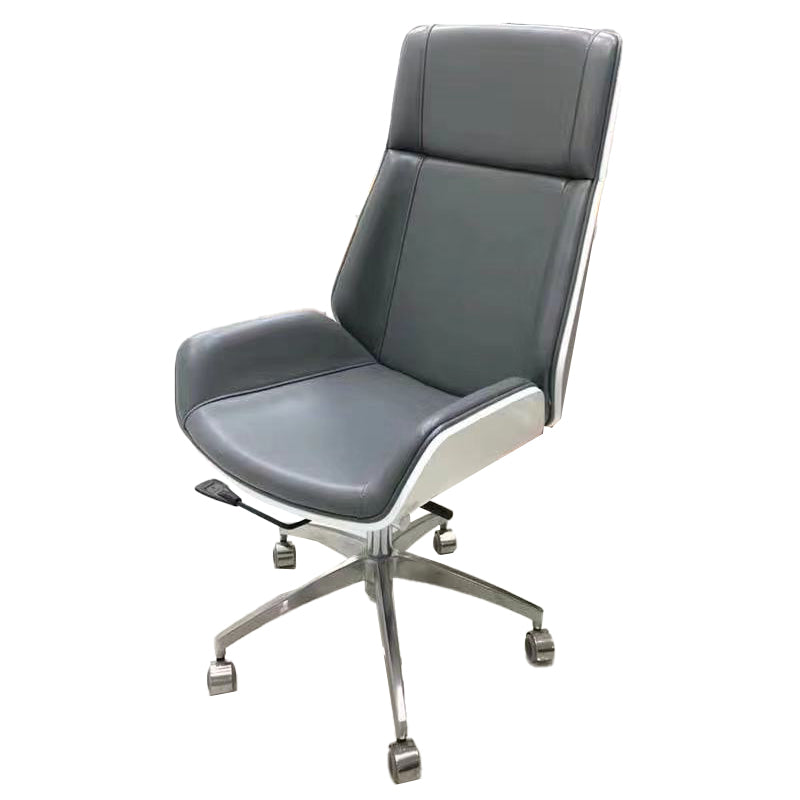 Executive Ergonomic Computer Chair Silver Metal Base Contemporary Office Chair Gray-White High-Back (Over 22 in.) Casters Included Clearhalo 'furn' 'furn_office_chair' 'Furniture' 'furniture_office_chair' 'Office Chairs' 'Office Furniture' 'office_chair' 4992285