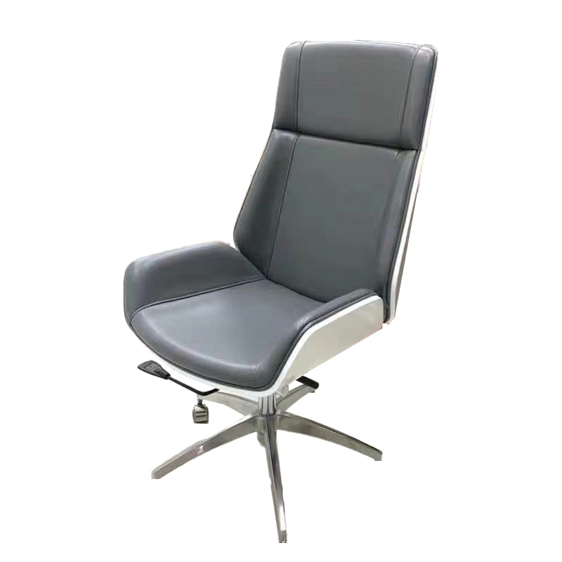 Executive Ergonomic Computer Chair Silver Metal Base Contemporary Office Chair Gray-White High-Back (Over 22 in.) Casters Not Included Clearhalo 'furn' 'furn_office_chair' 'Furniture' 'furniture_office_chair' 'Office Chairs' 'Office Furniture' 'office_chair' 4992286