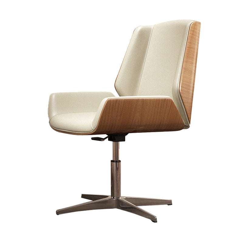 Executive Ergonomic Computer Chair Silver Metal Base Contemporary Office Chair Off-White Mid-Back (14-22 in.) Casters Not Included Clearhalo 'furn' 'furn_office_chair' 'Furniture' 'furniture_office_chair' 'Office Chairs' 'Office Furniture' 'office_chair' 4992288