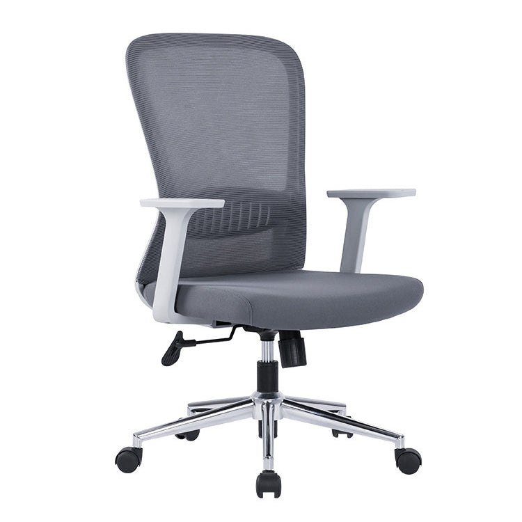 Ergonomic Mesh Desk Chair Modern Style Fixed Arms Chair with Swivel Casters Grey 1 Piece Without Headrest Clearhalo 'furn' 'furn_office_chair' 'Furniture' 'furniture_office_chair' 'Office Chairs' 'Office Furniture' 'office_chair' 4992340
