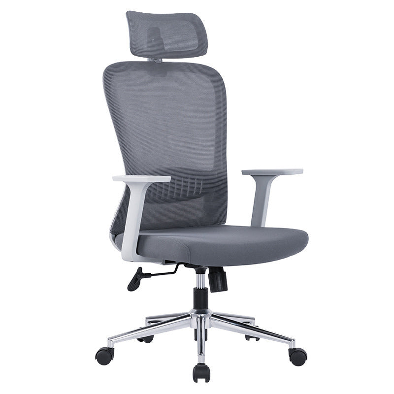 Ergonomic Mesh Desk Chair Modern Style Fixed Arms Chair with Swivel Casters Grey 1 Piece With Headrest Clearhalo 'furn' 'furn_office_chair' 'Furniture' 'furniture_office_chair' 'Office Chairs' 'Office Furniture' 'office_chair' 4992341