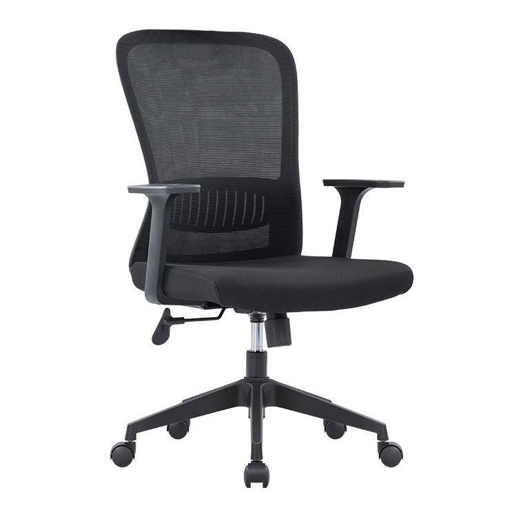 Ergonomic Mesh Desk Chair Modern Style Fixed Arms Chair with Swivel Casters Black 1 Piece Without Headrest Clearhalo 'furn' 'furn_office_chair' 'Furniture' 'furniture_office_chair' 'Office Chairs' 'Office Furniture' 'office_chair' 4992343