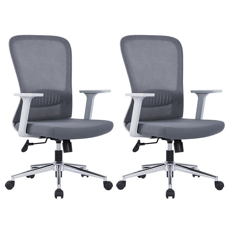 Ergonomic Mesh Desk Chair Modern Style Fixed Arms Chair with Swivel Casters Grey 2 Piece Set Without Headrest Clearhalo 'furn' 'furn_office_chair' 'Furniture' 'furniture_office_chair' 'Office Chairs' 'Office Furniture' 'office_chair' 4992352