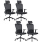 Ergonomic Mesh Desk Chair Modern Style Fixed Arms Chair with Swivel Casters Black 4 Piece Set With Headrest Clearhalo 'furn' 'furn_office_chair' 'Furniture' 'furniture_office_chair' 'Office Chairs' 'Office Furniture' 'office_chair' 4992357