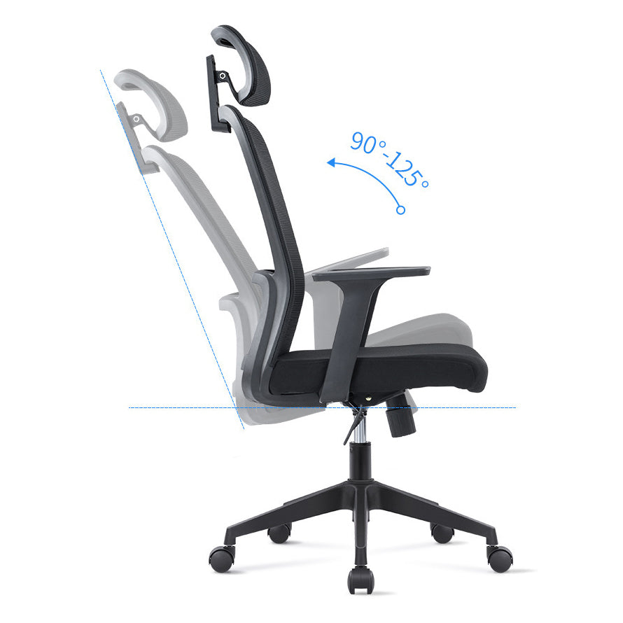 Ergonomic Mesh Desk Chair Modern Style Fixed Arms Chair with Swivel Casters Clearhalo 'furn' 'furn_office_chair' 'Furniture' 'furniture_office_chair' 'Office Chairs' 'Office Furniture' 'office_chair' 4992358
