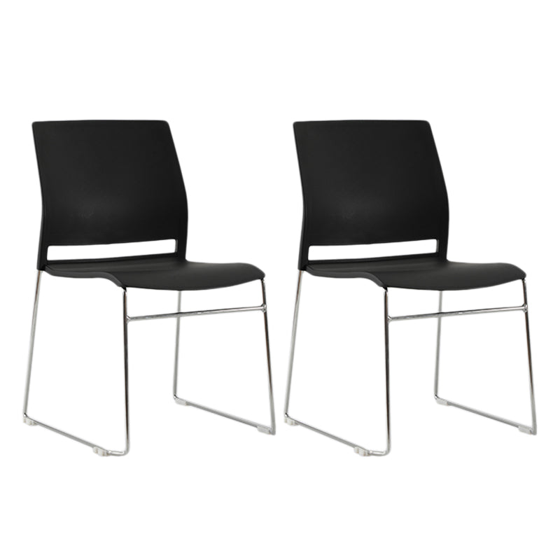 Modern Style Task Chair Plastic Armless Office Chair with Metal Legs Black 2 Piece Set Clearhalo 'furn' 'furn_office_chair' 'Furniture' 'furniture_office_chair' 'Office Chairs' 'Office Furniture' 'office_chair' 4992365