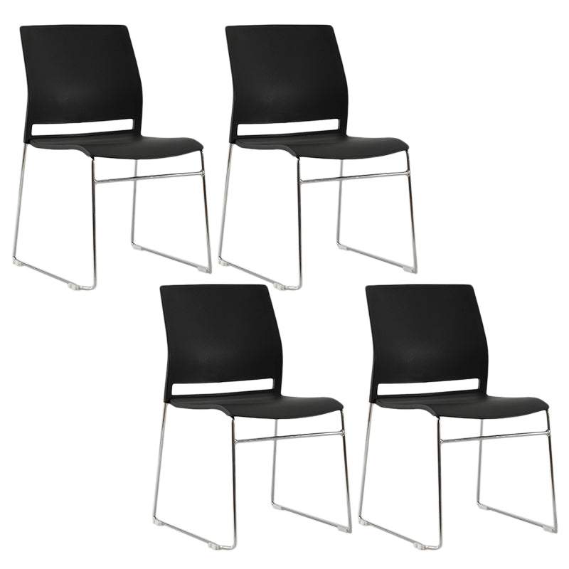 Modern Style Task Chair Plastic Armless Office Chair with Metal Legs Black 4 Piece Set Clearhalo 'furn' 'furn_office_chair' 'Furniture' 'furniture_office_chair' 'Office Chairs' 'Office Furniture' 'office_chair' 4992367