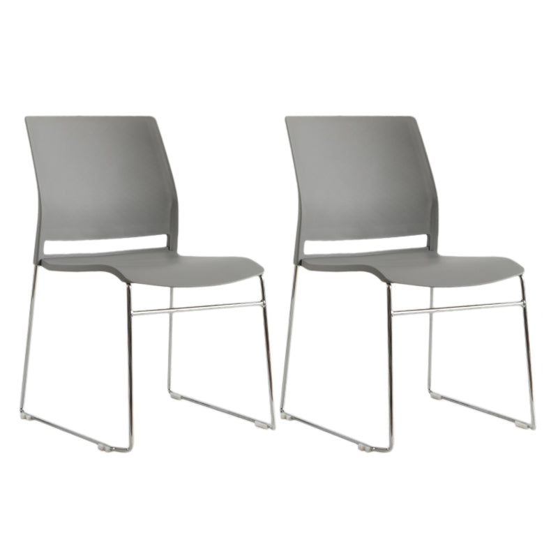 Modern Style Task Chair Plastic Armless Office Chair with Metal Legs Gray 2 Piece Set Clearhalo 'furn' 'furn_office_chair' 'Furniture' 'furniture_office_chair' 'Office Chairs' 'Office Furniture' 'office_chair' 4992372
