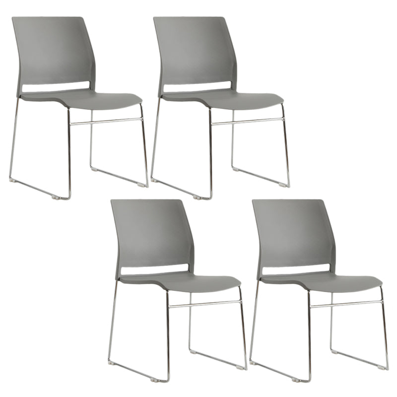Modern Style Task Chair Plastic Armless Office Chair with Metal Legs Gray 4 Piece Set Clearhalo 'furn' 'furn_office_chair' 'Furniture' 'furniture_office_chair' 'Office Chairs' 'Office Furniture' 'office_chair' 4992373
