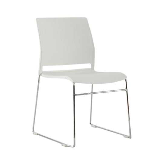 Modern Style Task Chair Plastic Armless Office Chair with Metal Legs White 1 Piece