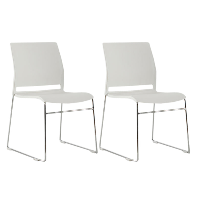 Modern Style Task Chair Plastic Armless Office Chair with Metal Legs White 2 Piece Set Clearhalo 'furn' 'furn_office_chair' 'Furniture' 'furniture_office_chair' 'Office Chairs' 'Office Furniture' 'office_chair' 4992378