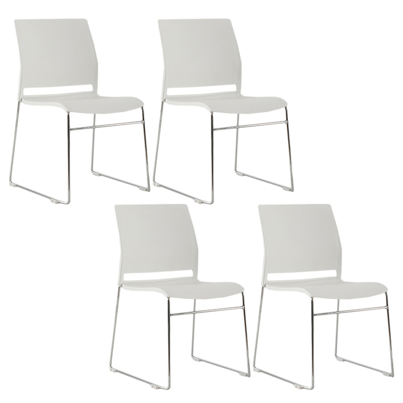 Modern Style Task Chair Plastic Armless Office Chair with Metal Legs White 4 Piece Set Clearhalo 'furn' 'furn_office_chair' 'Furniture' 'furniture_office_chair' 'Office Chairs' 'Office Furniture' 'office_chair' 4992379