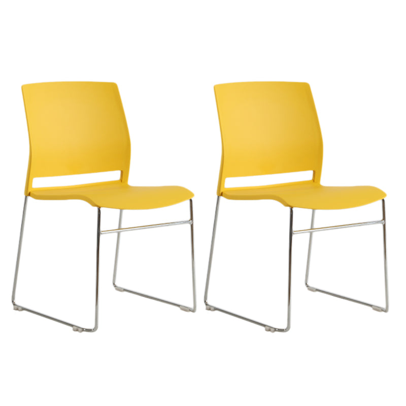 Modern Style Task Chair Plastic Armless Office Chair with Metal Legs Yellow 2 Piece Set Clearhalo 'furn' 'furn_office_chair' 'Furniture' 'furniture_office_chair' 'Office Chairs' 'Office Furniture' 'office_chair' 4992384