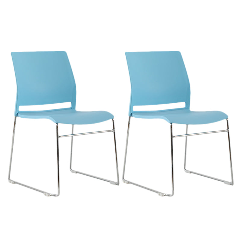 Modern Style Task Chair Plastic Armless Office Chair with Metal Legs Blue 2 Piece Set Clearhalo 'furn' 'furn_office_chair' 'Furniture' 'furniture_office_chair' 'Office Chairs' 'Office Furniture' 'office_chair' 4992387