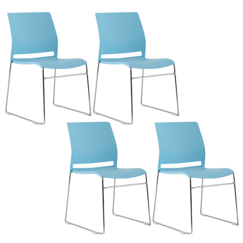 Modern Style Task Chair Plastic Armless Office Chair with Metal Legs Blue 4 Piece Set Clearhalo 'furn' 'furn_office_chair' 'Furniture' 'furniture_office_chair' 'Office Chairs' 'Office Furniture' 'office_chair' 4992388