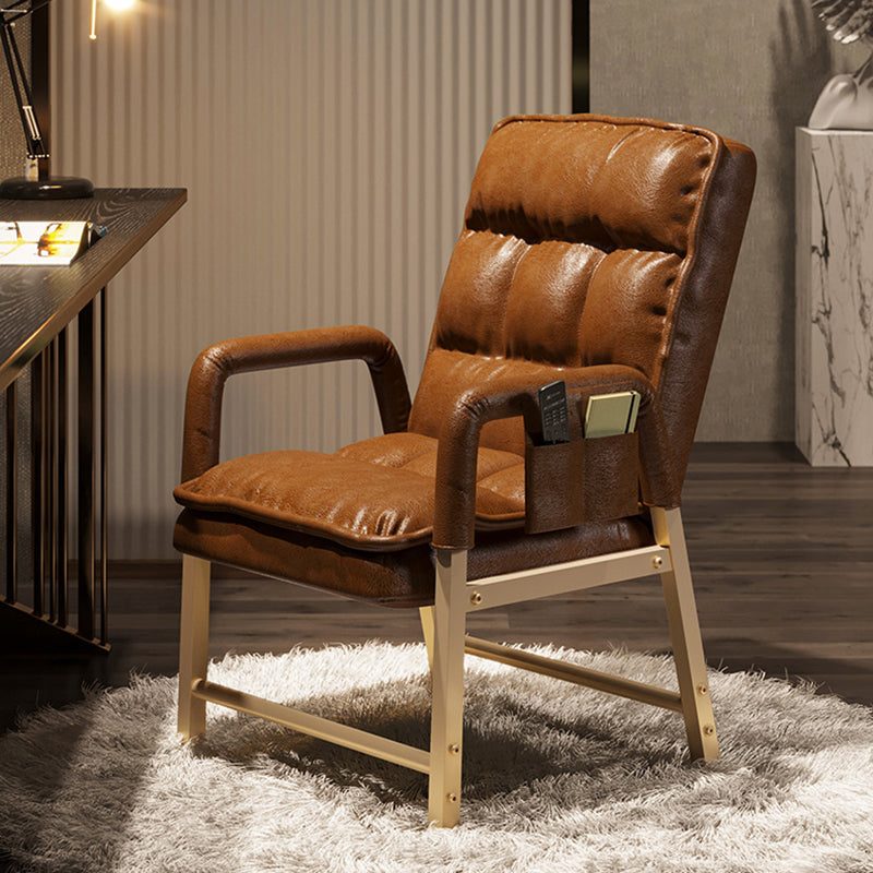 Modern Style Task Chair Ergonomic Mid-Back Office Chair with Fixed Arms Brown Without Footrest Clearhalo 'furn' 'furn_office_chair' 'Furniture' 'furniture_office_chair' 'Office Chairs' 'Office Furniture' 'office_chair' 4992390