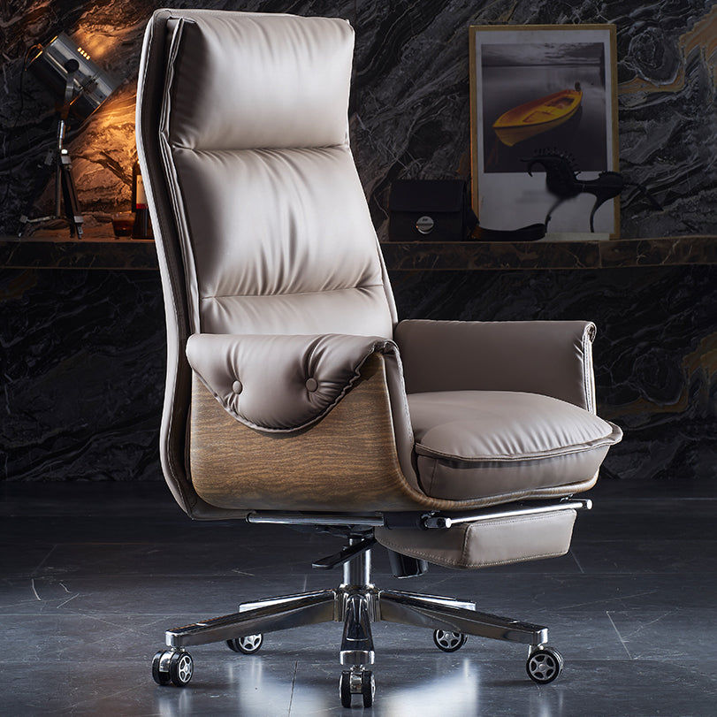 Executive Ergonomic Desk Chair with Padded Arms Chrome Metal Modern Task Chair with Wheels Clearhalo 'furn' 'furn_office_chair' 'Furniture' 'furniture_office_chair' 'Office Chairs' 'Office Furniture' 'office_chair' 4992408