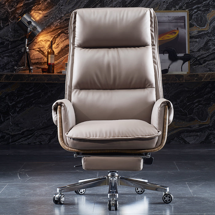Executive Ergonomic Desk Chair with Padded Arms Chrome Metal Modern Task Chair with Wheels Clearhalo 'furn' 'furn_office_chair' 'Furniture' 'furniture_office_chair' 'Office Chairs' 'Office Furniture' 'office_chair' 4992411
