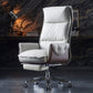 Executive Ergonomic Desk Chair with Padded Arms Chrome Metal Modern Task Chair with Wheels Off-White With Footrest Clearhalo 'furn' 'furn_office_chair' 'Furniture' 'furniture_office_chair' 'Office Chairs' 'Office Furniture' 'office_chair' 4992414