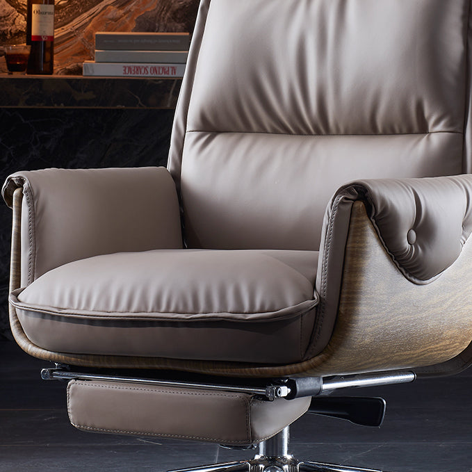 Executive Ergonomic Desk Chair with Padded Arms Chrome Metal Modern Task Chair with Wheels Clearhalo 'furn' 'furn_office_chair' 'Furniture' 'furniture_office_chair' 'Office Chairs' 'Office Furniture' 'office_chair' 4992417