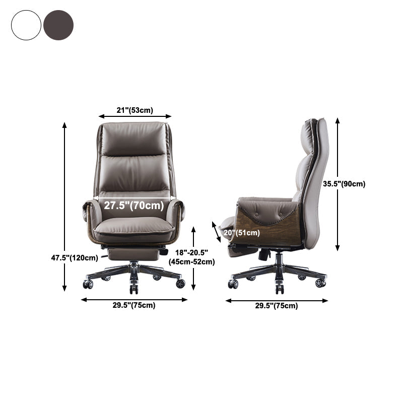 Executive Ergonomic Desk Chair with Padded Arms Chrome Metal Modern Task Chair with Wheels Clearhalo 'furn' 'furn_office_chair' 'Furniture' 'furniture_office_chair' 'Office Chairs' 'Office Furniture' 'office_chair' 4992423