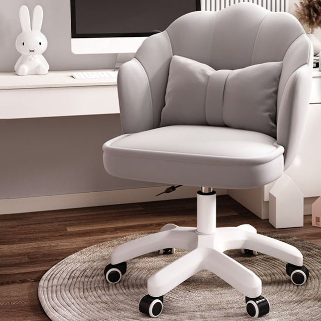 Mid Back Velvet Desk Chair Contemporary Armless Chair with Wheels Grey Pedestal Clearhalo 'furn' 'furn_office_chair' 'Furniture' 'furniture_office_chair' 'Office Chairs' 'Office Furniture' 'office_chair' 4992426