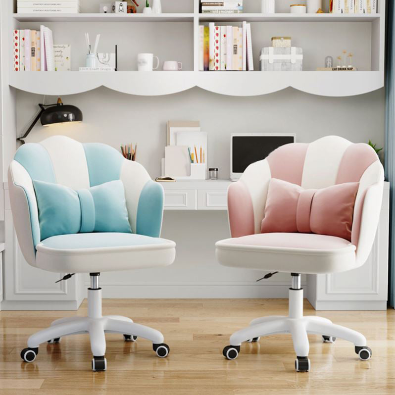 Mid Back Velvet Desk Chair Contemporary Armless Chair with Wheels Clearhalo 'furn' 'furn_office_chair' 'Furniture' 'furniture_office_chair' 'Office Chairs' 'Office Furniture' 'office_chair' 4992428