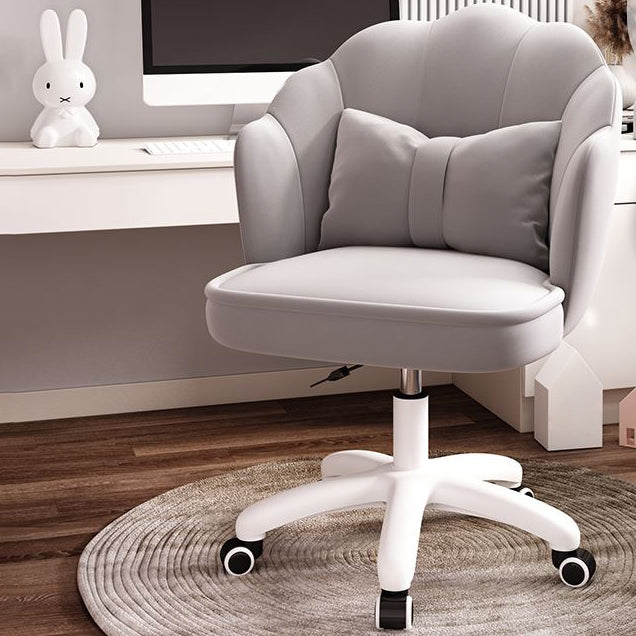 Mid Back Velvet Desk Chair Contemporary Armless Chair with Wheels Light Gray Star Base Clearhalo 'furn' 'furn_office_chair' 'Furniture' 'furniture_office_chair' 'Office Chairs' 'Office Furniture' 'office_chair' 4992430