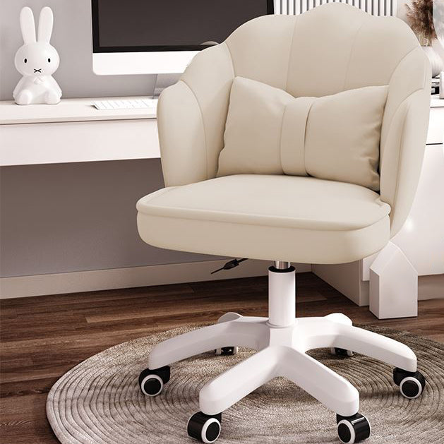 Mid Back Velvet Desk Chair Contemporary Armless Chair with Wheels White Pedestal Clearhalo 'furn' 'furn_office_chair' 'Furniture' 'furniture_office_chair' 'Office Chairs' 'Office Furniture' 'office_chair' 4992432