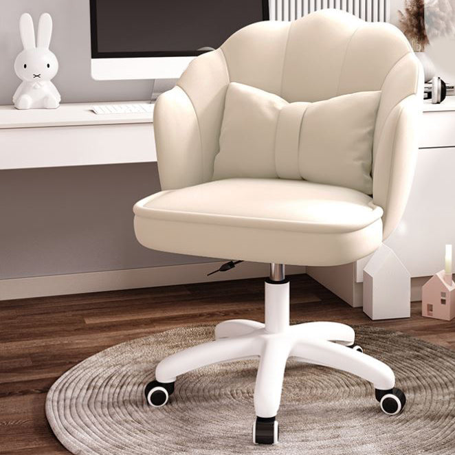 Mid Back Velvet Desk Chair Contemporary Armless Chair with Wheels White Star Base Clearhalo 'furn' 'furn_office_chair' 'Furniture' 'furniture_office_chair' 'Office Chairs' 'Office Furniture' 'office_chair' 4992433