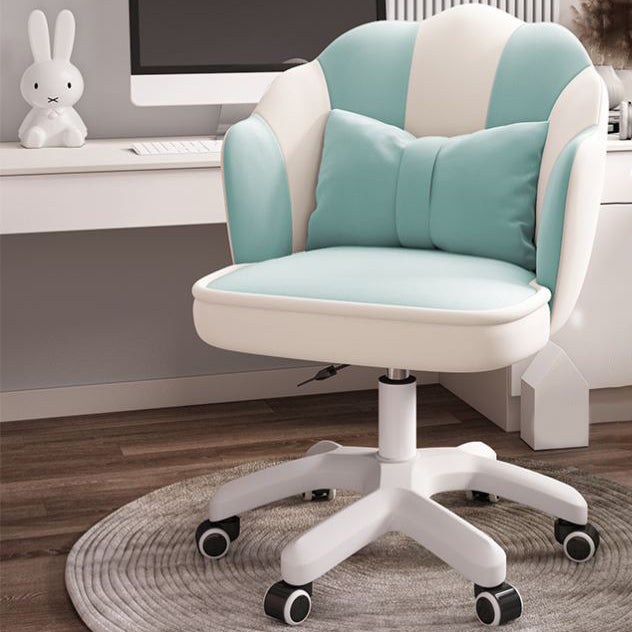 Mid Back Velvet Desk Chair Contemporary Armless Chair with Wheels Blue Pedestal Clearhalo 'furn' 'furn_office_chair' 'Furniture' 'furniture_office_chair' 'Office Chairs' 'Office Furniture' 'office_chair' 4992439