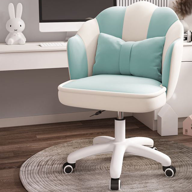 Mid Back Velvet Desk Chair Contemporary Armless Chair with Wheels Blue Star Base Clearhalo 'furn' 'furn_office_chair' 'Furniture' 'furniture_office_chair' 'Office Chairs' 'Office Furniture' 'office_chair' 4992441