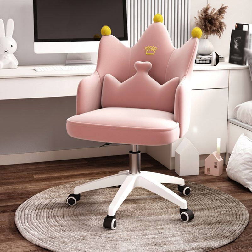 Mid Back Velvet Desk Chair Contemporary Armless Chair with Wheels Peach Star Base Clearhalo 'furn' 'furn_office_chair' 'Furniture' 'furniture_office_chair' 'Office Chairs' 'Office Furniture' 'office_chair' 4992445