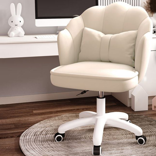 Mid Back Velvet Desk Chair Contemporary Armless Chair with Wheels Off-White Star Base Clearhalo 'furn' 'furn_office_chair' 'Furniture' 'furniture_office_chair' 'Office Chairs' 'Office Furniture' 'office_chair' 4992449