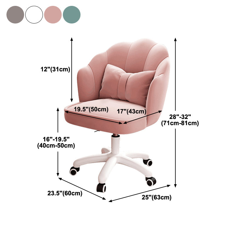 Mid Back Velvet Desk Chair Contemporary Armless Chair with Wheels Clearhalo 'furn' 'furn_office_chair' 'Furniture' 'furniture_office_chair' 'Office Chairs' 'Office Furniture' 'office_chair' 4992450