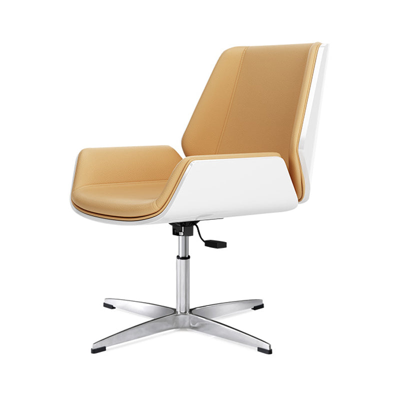 Mid Back Conference Chair Modern Style Faux Leather Armless Chair Yellow Without Casters Clearhalo 'furn' 'furn_office_chair' 'Furniture' 'furniture_office_chair' 'Office Chairs' 'Office Furniture' 'office_chair' 4992482