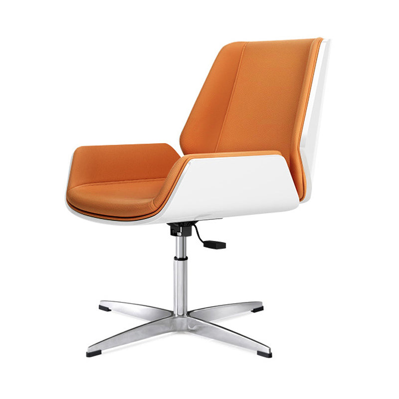 Mid Back Conference Chair Modern Style Faux Leather Armless Chair Orange Without Casters Clearhalo 'furn' 'furn_office_chair' 'Furniture' 'furniture_office_chair' 'Office Chairs' 'Office Furniture' 'office_chair' 4992485
