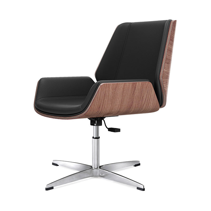 Mid Back Conference Chair Modern Style Faux Leather Armless Chair Black-Brown Without Casters Clearhalo 'furn' 'furn_office_chair' 'Furniture' 'furniture_office_chair' 'Office Chairs' 'Office Furniture' 'office_chair' 4992490