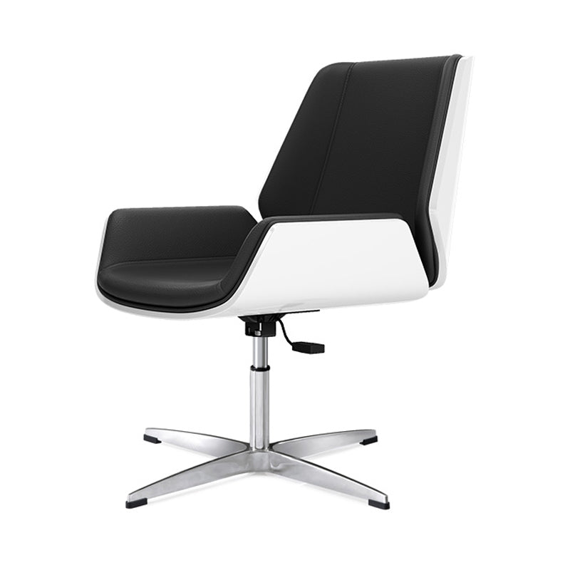 Mid Back Conference Chair Modern Style Faux Leather Armless Chair Black Without Casters Clearhalo 'furn' 'furn_office_chair' 'Furniture' 'furniture_office_chair' 'Office Chairs' 'Office Furniture' 'office_chair' 4992493