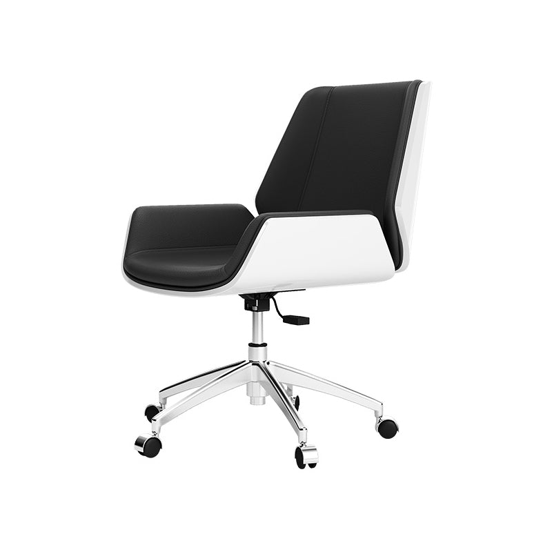 Mid Back Conference Chair Modern Style Faux Leather Armless Chair Black Casters Clearhalo 'furn' 'furn_office_chair' 'Furniture' 'furniture_office_chair' 'Office Chairs' 'Office Furniture' 'office_chair' 4992495