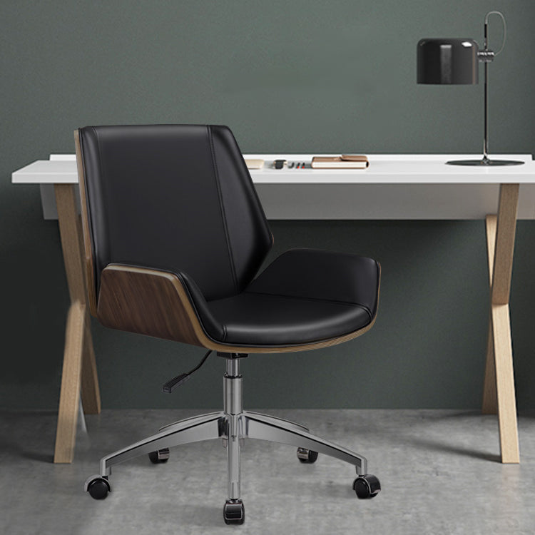 Mid Back Conference Chair Contemporary Faux Leather Armless Chair Clearhalo 'furn' 'furn_office_chair' 'Furniture' 'furniture_office_chair' 'Office Chairs' 'Office Furniture' 'office_chair' 4992503